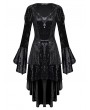 Dark in Love Black Retro Gothic Spiderweb Lace Velvet High-Low Dress