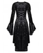 Dark in Love Black Retro Gothic Spiderweb Lace Velvet High-Low Dress