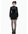Dark in Love Black Gothic Courtly Embroidery Lace Velvet Mini Dress