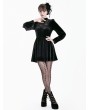 Dark in Love Black Gothic Courtly Embroidery Lace Velvet Mini Dress
