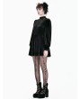 Dark in Love Black Gothic Courtly Embroidery Lace Velvet Mini Dress