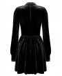 Dark in Love Black Gothic Courtly Embroidery Lace Velvet Mini Dress