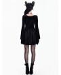 Dark in Love Black and Red Gothic Lace Sequin Embroidered Velvet Mini Dress