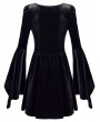 Dark in Love Black and Red Gothic Lace Sequin Embroidered Velvet Mini Dress