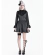 Dark in Love Grey Academmic Dark Victorian Gothic Pinstripe Ruffled Dress