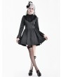 Dark in Love Grey Academmic Dark Victorian Gothic Pinstripe Ruffled Dress