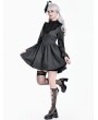 Dark in Love Grey Academmic Dark Victorian Gothic Pinstripe Ruffled Dress