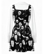 Dark in Love Black and White Sweet Gothic Skull Print Faux Two-Piece Dress