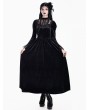 Dark in Love Black Romantic Gothic Puff Sleeves Velvet Long Dress