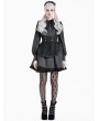 Dark in Love Black and Grey Dark Gothic Maid Striped Ruffle Short Dress