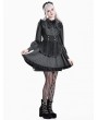Dark in Love Black and Grey Dark Gothic Maid Striped Ruffle Short Dress