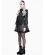 Dark in Love Black and Grey Dark Gothic Maid Striped Ruffle Short Dress