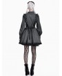 Dark in Love Black and Grey Dark Gothic Maid Striped Ruffle Short Dress