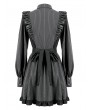 Dark in Love Black and Grey Dark Gothic Maid Striped Ruffle Short Dress