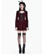 Dark in Love Wine Red Velvet Black Lace Romantic Gothic Velvet Mini Dress