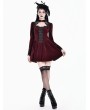 Dark in Love Wine Red Velvet Black Lace Romantic Gothic Velvet Mini Dress