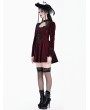 Dark in Love Wine Red Velvet Black Lace Romantic Gothic Velvet Mini Dress