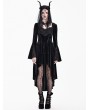 Dark in Love Black Gothic Midnight Rose Lace Velvet High-Low Dress