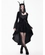 Dark in Love Black Gothic Midnight Rose Lace Velvet High-Low Dress