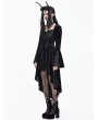 Dark in Love Black Gothic Midnight Rose Lace Velvet High-Low Dress