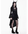 Dark in Love Black Gothic Midnight Rose Lace Velvet High-Low Dress