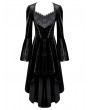 Dark in Love Black Gothic Midnight Rose Lace Velvet High-Low Dress