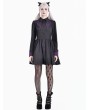 Dark in Love Black and Purple Gothic Spiderweb Lace Batwing Shirt Collar Dress