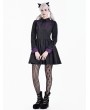 Dark in Love Black and Purple Gothic Spiderweb Lace Batwing Shirt Collar Dress