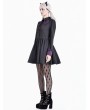 Dark in Love Black and Purple Gothic Spiderweb Lace Batwing Shirt Collar Dress