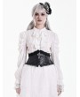Dark in Love White Gothic Victorian Ruffle Lace Lantern Sleeve Blouse for Women