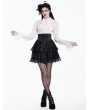 Dark in Love White Gothic Victorian Ruffle Lace Lantern Sleeve Blouse for Women