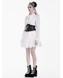 Dark in Love White Gothic Victorian Ruffle Lace Lantern Sleeve Blouse for Women