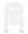 Dark in Love White Gothic Victorian Ruffle Lace Lantern Sleeve Blouse for Women