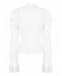 Dark in Love White Gothic Victorian Ruffle Lace Lantern Sleeve Blouse for Women