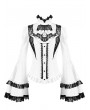 Dark in Love White and Black Lace Gothic Lolita Bell Sleeve Blouse for Women