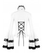 Dark in Love White and Black Lace Gothic Lolita Bell Sleeve Blouse for Women