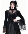 Dark in Love Black Gothic Illusion Neck Ruched Bell Sleeve Velvet Blouse for Women