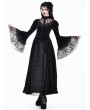 Dark in Love Black Gothic Illusion Neck Ruched Bell Sleeve Velvet Blouse for Women