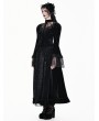 Dark in Love Black Gothic Illusion Neck Ruched Bell Sleeve Velvet Blouse for Women