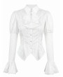 Dark in Love White Gothic Victorian Lace Ruffle Bell Sleeve Blouse for Women