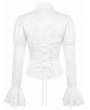 Dark in Love White Gothic Victorian Lace Ruffle Bell Sleeve Blouse for Women