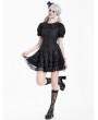 Dark in Love Black Gothic Lolita Heart-Crown Lace Puff Sleeve Blouse for Women