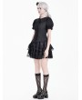 Dark in Love Black Gothic Lolita Heart-Crown Lace Puff Sleeve Blouse for Women