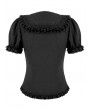 Dark in Love Black Gothic Lolita Heart-Crown Lace Puff Sleeve Blouse for Women