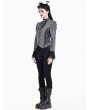 Dark in Love Black Gothic Pinstripe Lace Panel Layered Ruffle Blouse for Women