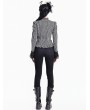 Dark in Love Black Gothic Pinstripe Lace Panel Layered Ruffle Blouse for Women