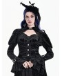 Dark in Love Black Baroque Velvet Gothic Heart Cutout Bell Sleeve Jacket for Women