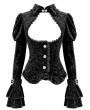 Dark in Love Black Baroque Velvet Gothic Heart Cutout Bell Sleeve Jacket for Women