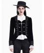 Dark in Love Black Gothic Cross Zipper Velvet Tailcoat Jacket for Women
