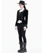 Dark in Love Black Gothic Cross Zipper Velvet Tailcoat Jacket for Women